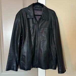 Kenneth Cole Black Leather Jacket L